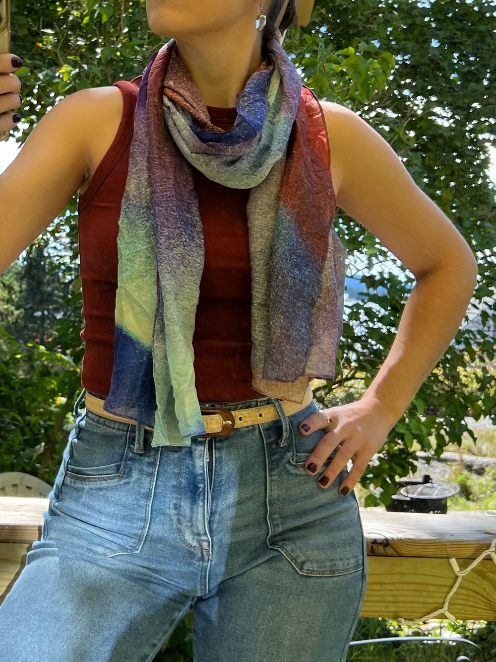 Lightweight Multicolor Women’s Scarf - 100% Cotton and Silk